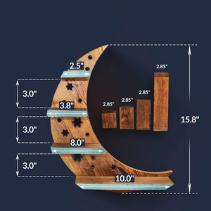 Tường Móc Với Kệ Treo Tường Mặt Trăng Hình Kệ Tường Trang Trí Nội Thất Treo Lưỡi Liềm Pha Lê Hiển Thị Bằng Gỗ Kệ Với Các Ngôi Sao - Product Image 5