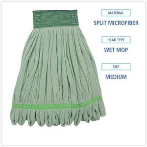 Cabezal de Mopa Húmeda de Microfibra Verde Mediano con Extremos Enlazados Boardwalk BWKMWTMG para Limpieza Comercial - Product Image 1