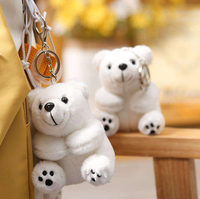 Mignon Mini Super Doux PP Coton En Peluche Brodé Ours Polaire Pendentif Porte-clés Poupée Soulagement Du Stress Fonction Confortable Cadeau Commémoratif