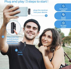 2024 VIMI nueva llegada J11 2 en 1 Dual 2,4 Ghz <span class=keywords><strong>Vlogging</strong></span> Lavalier micrófono inalámbrico con estuche de carga - Product Image 2