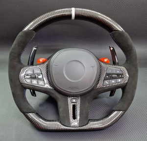 Volante Deportivo de Cuero y Fibra de Carbono con LED para <span class=keywords><strong>BMW</strong></span> G82 M4 G20 G22 G30 G01 G02 G11 G12 G80 G81 X3 X4 X5 M8 F92 con Botón Calefactable - Product Image 4