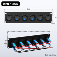 Panneau d'interrupteurs à bascule 6 gangs 3 broches 20A étanche ON-OFF 12V/24V panneau d'interrupteurs à bascule lumineux pour voitures camions bateaux