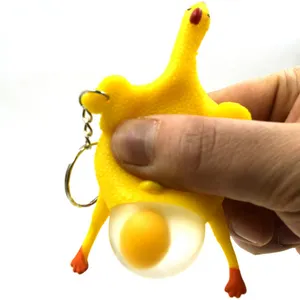 Grosir plastik baru unik pencet stres mainan baru gantungan kunci kuning anak ayam lahir telur fidget gantungan kunci