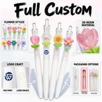Stylo Gel Personnalisé OEM Mignon à Fleur 3D, Décoration Florale Kawaii, Stylo Bille Papeterie, Cadeau pour Étudiante, Vente en Gros