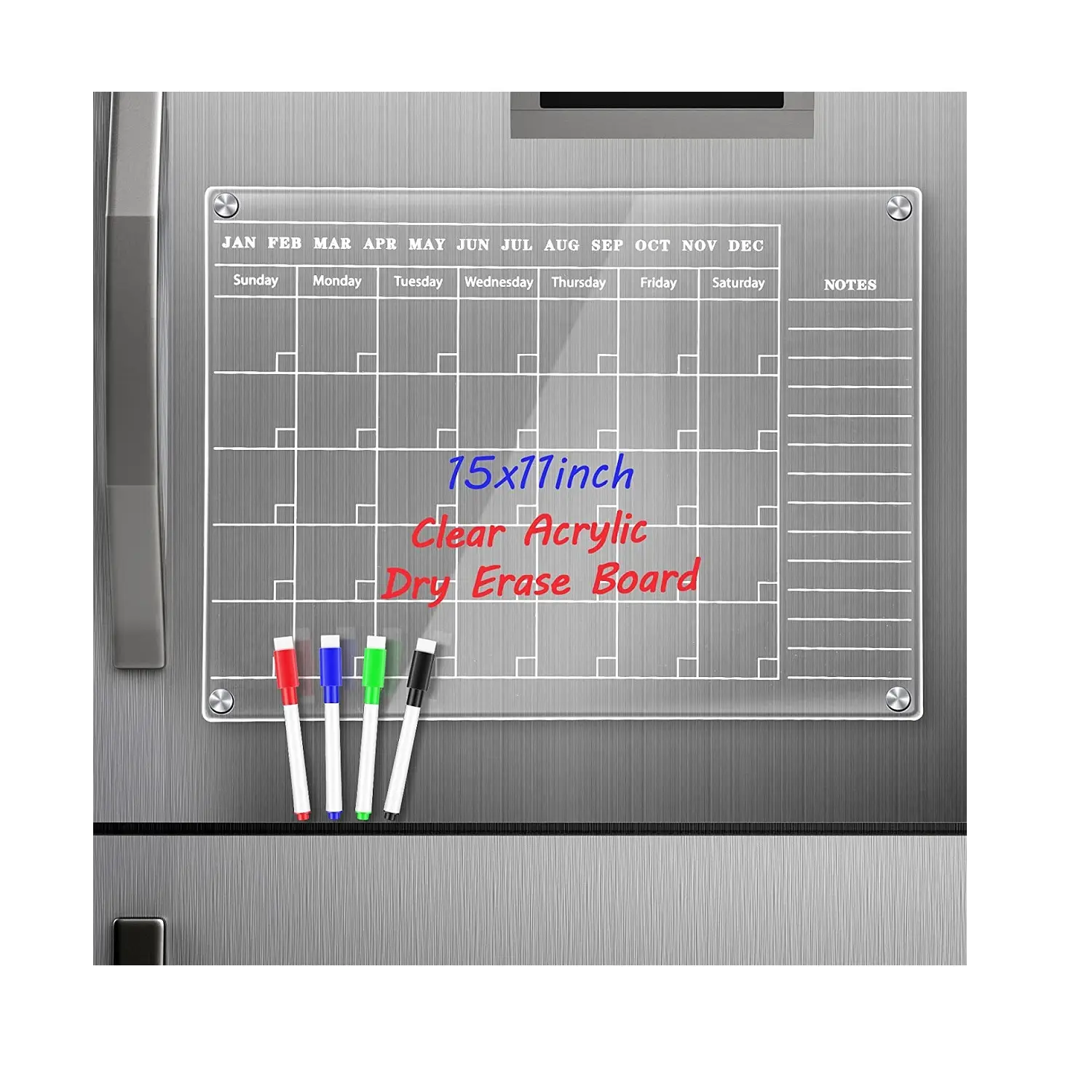 Planner acrilico magnetico di dimensioni personalizzate per stampare il calendario magnetico acrilico cancellabile a secco