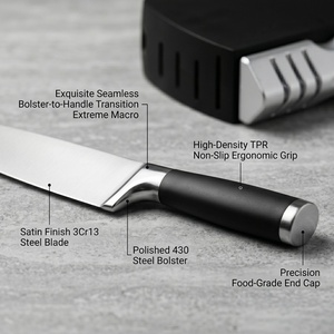 7 Pieces Professional Golden <b>Knife</b> <b>Set</b> Premium Built in Self Sharpener Stainless Steel Chef Kitchen <b>Knife</b> <b>Set</b> with Block - Product Image 3