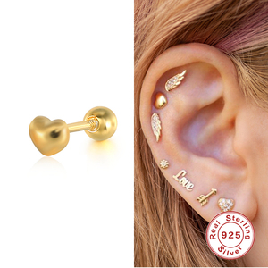 Boucles d'oreilles spirales en forme de cœur lisse géométrique INS en argent sterling S925 plaqué or 18 carats, vente chaude transfrontalière - Product Image 3