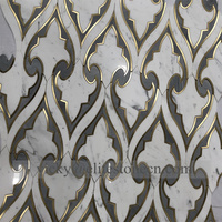Nouvelle conception de carreaux de mosaïque en laiton, motif artistique moderne, carré, créatif, pour crédence murale, prix de gros Foshan