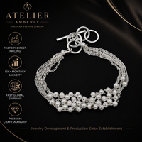 Bracelet à pampilles en cuivre plaqué argent pour femme, tendance, avec chaîne multi-brins, franges perlées, fermoir à bascule, OEM CN/GUA, cadeau, mode