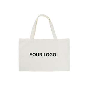 Sac à main en toile de coton pur personnalisable, sac de shopping réutilisable de couleur unie, design élégant - Product Image 1