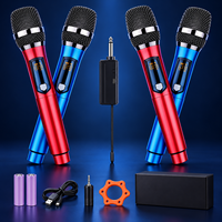 Pack de microphones karaoké sans fil multifonctionnels, 4 micros portatifs avec 1 récepteur pour les réunions de famille, les fora publics et les concours de talent