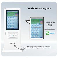 Distributeur automatique sans personnel à écran tactile blanc de 32 pouces avec fonctionnement 24h/24 pour la distribution de serviettes hygiéniques, de mouchoirs et de lingettes humides