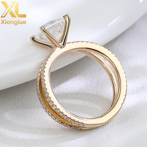 Anillo de Diamantes con Corte Princesa de Oro Amarillo de 14k y 18k, Joyería de Oro Sólido, Anillo de Diamantes Moissanite de Diseñador, Anillo de Compromiso y Boda para Mujer - Product Image 2