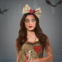 HLC Serre-tête Poupée Vaudou Halloween, Accessoires de Coiffure pour Costume Jour des Morts, Collier et Accessoires de Performance Cosplay Sorcière
