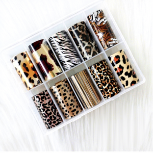 153 Pegatinas de <span class=keywords><strong>Uñas</strong></span> con Diseño de Leopardo Láser, <span class=keywords><strong>Serpiente</strong></span> y Cielo Estrellado, Coloridas, Set de 10 Colores - Product Image 1