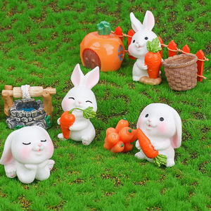 Dessin animé mignon lapin jardinage petit animal résine accessoires artisanat personnalisé maison micro paysage ornement vente en gros - Product Image 2