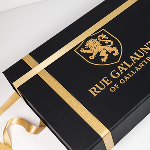 Sang trọng nghệ thuật màu đen giấy cá nhân gói từ <span class=keywords><strong>Flap</strong></span> cứng nhắc handmade quà tặng có thể gập lại Hộp bao bì với Ribbon Bow - Product Image 4