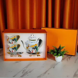 Service à thé et à café de luxe européen en porcelaine fine, motif Cirque Doré, coffret cadeau - Product Image 2