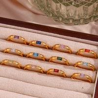 Ensemble de bagues Dreamshow avec pierres de naissance colorées, zircon carré AAA, bijoux pour femmes, plaqué or 18 carats, acier inoxydable