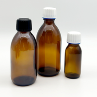 Botella de jarabe para la tos vacía de vidrio ámbar a buen precio de fábrica, botellas de vidrio de jarabe para la tos seca con tapa de rosca