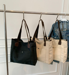 Bolsa de compras de lona de color sólido, ecológica, de gran capacidad, con logotipo personalizado, de un solo hombro y bandolera. - Product Image 4