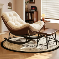 Chaise longue moderne en bois massif avec fonction d'inclinaison et housse en coton et lin pour salon et appartement