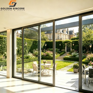 Porte coulissante de patio en aluminium moderne GS, double vitrage, verre trempé panoramique, grandes portes coulissantes en verre pour balcon, villa - Product Image 1