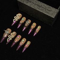 Nouvelle Collection : Faux Ongles Acryliques Extra Longs à Couverture Complète, Faits Main, à Coller (Press-On) avec Colle – Taille XXXL