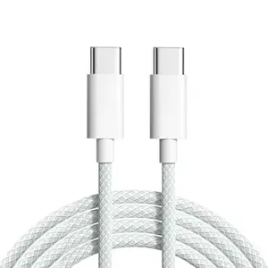 Kabel Data USB Tipe C pengisian daya cepat, kabel Data pengisian daya cepat, kabel nilon kepang 6A USB C 1M 66W untuk iPhone iPad Samsung Huawei Xiaomi