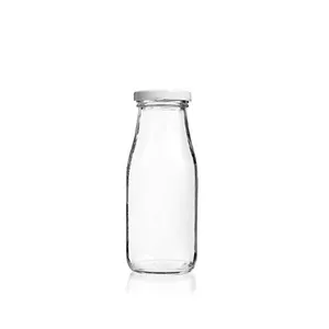 Großhandel leer 200ml 250ml 500ml 1L Milch/Saft/Tee/Getränke glasflasche mit Deckel