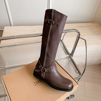 Bottes d'équitation pour femmes à talon plat, bout carré, fermeture éclair, hauteur genou, pour l'hiver