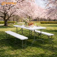 Ensemble table et banc pliables, robustes, peu encombrants, faciles à nettoyer, pour patio, jardin, extérieur