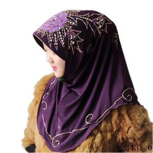 New design phoenix-patterned <b>large</b> peony Muslim beaded headscarf, easy to wear, simple headscarf and <b>scarf</b> - Product Image 3