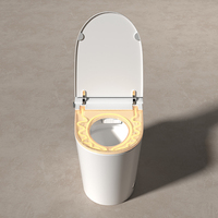 Toilette intelligente avec réservoir d'eau intégré, chasse d'eau automatique, siège chauffant, bouton de commande, couvercle à fermeture douce, lumière nocturne pour salle de bain moderne