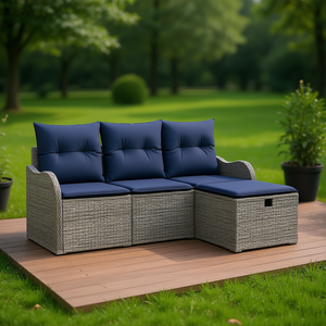 Conjunto de Sofá de Jardín de Mimbre Sintético de 4 Plazas con Cojines, Diseño Contemporáneo para Exteriores - Product Image 2