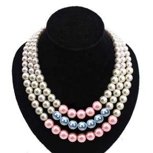 Set <span class=keywords><strong>di</strong></span> Gioielli Personalizzabile in Qualsiasi Colore, Collana <span class=keywords><strong>di</strong></span> Perle a 3 Strati e Orecchini, Disponibile in Diversi Colori, Accessorio <span class=keywords><strong>di</strong></span> Gioielleria con Perle per Donna - Product Image 3