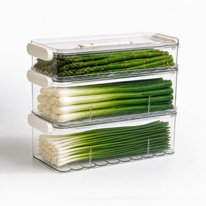 Contenitori Ermetici <span class=keywords><strong>per</strong></span> Alimenti con Coperchio, Impilabili, <span class=keywords><strong>per</strong></span> Asparagi, Scalogno, Cipollotti, <span class=keywords><strong>Organizzatore</strong></span> <span class=keywords><strong>per</strong></span> <span class=keywords><strong>Frigorifero</strong></span> e Cucina - Product Image 1