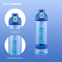 Bouteille d'eau Yiben 720 ml avec paille, sans BPA, anti-fuite, personnalisable pour enfants et écoliers