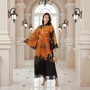 <span class=keywords><strong>Vestido</strong></span> Largo Abaya con Diseño Floral Creativo, Tela Nidha, Estilo Golfo, para Ramadán y Eid, Ropa Modesta, OEM/ODM - Product Image 3