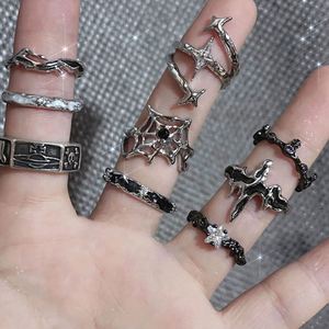 <b>Cross</b> Irregular Star Finger <b>Rings</b> for Women Y2K Jewelry Dark Style Punk <b>Rings</b> Black <b>Cross</b> Star Animal Spider Aesthetic <b>Rings</b> - Product Image 1