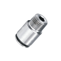 Raccord mâle rond en acier inoxydable POC One Touch Push tube à connecter, raccords de connexion pneumatiques rapides