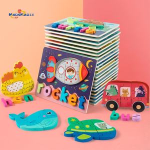 3D Animal Traffic Building Blocks Madera 3D Matching Snap Puzzle Board CE/CPC Certificado Educación de la primera infancia Cognitiva - Product Image 1