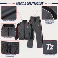 Surdimensionné Haute Qualité Décontracté Impression Personnalisée Courir Broderie Fermeture Éclair Complète Baggy Sport Coupe-Vent Nylon Hommes Polyester Survêtements