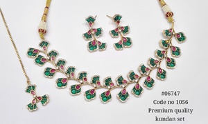 Collier élégant en Kundan, design 06747, bijoux ethniques traditionnels pour mariage, fête et tenue de mariée - Product Image 2