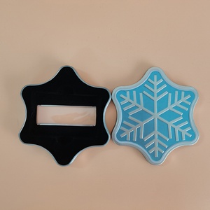 Boîtes en métal de qualité supérieure pour bonbons et cadeaux de thé, avec logo personnalisé, en forme de flocon de neige, bleues - Product Image 5