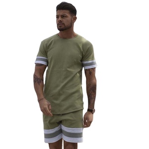 ฤดูร้อนที่กำหนดเองชุดเสื้อยืดและกางเกงขาสั้นผู้ชายวอร์มชุดคู่ที่มีโลโก้ของคุณเอง - Product Image 1