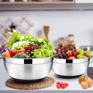 Conjunto de Tigelas de Mistura em Aço Inoxidável com Fundo de Silicone para Armazenamento na Cozinha, Salada, Assados - Conjunto Multiuso que Economiza Espaço - Product Image 3