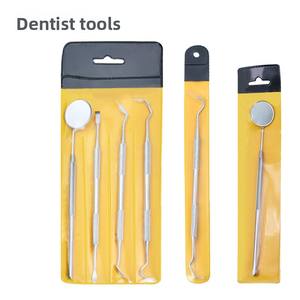 Ensemble d'outils dentaires en acier inoxydable argenté à poignée moletée, éliminateur de tartre et de plaque, ensemble de soins bucco-dentaires 4 pièces avec miroir buccal - Product Image 4