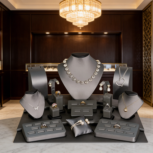 Expositor de Joyería de Cuero Gris/Negro de Alta Gama, Soporte para Collares, Adecuado para Vitrinas de Joyerías - Product Image 2