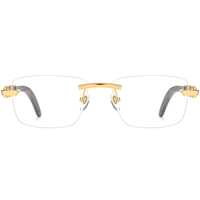 Gafas de Madera Sin Montura Borregls para Hombre, Monturas de Gafas Cuadradas Sin Marco de Diseñador, Gafas Ópticas de Lujo para Mujer 50251